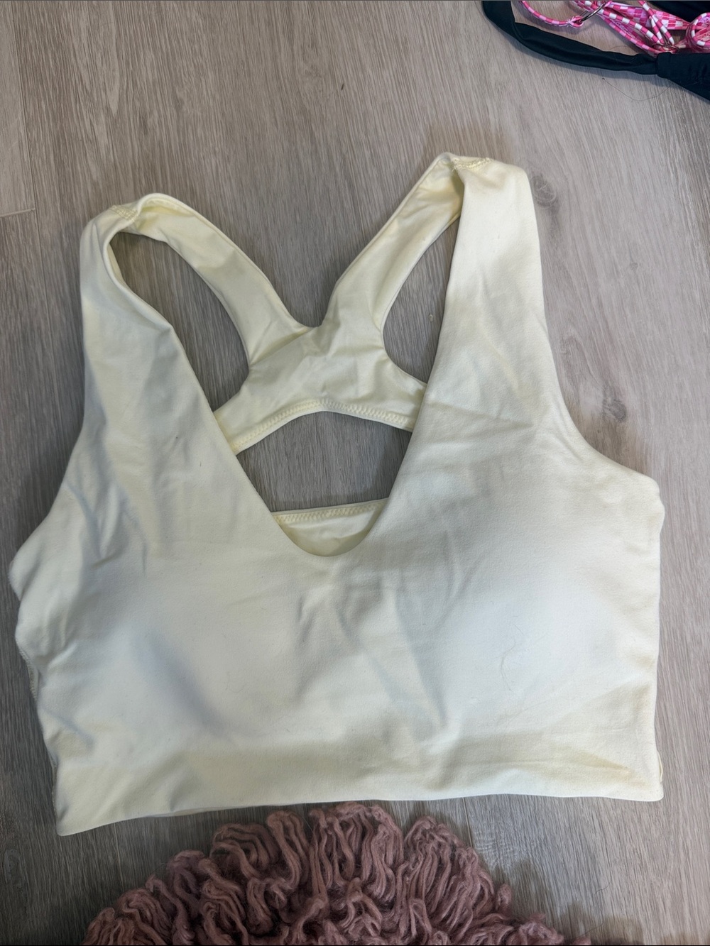 lululemon athletica Light yellow Reversible Racerback Sports Bra